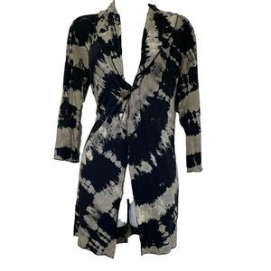 Silly Yeti Festival Wrap Stretch Knit Jersey Tie Dye Long Top Cardigan